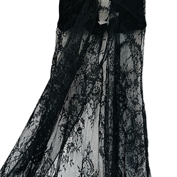 Coquette Black Sheer Lace Corset Maxi Lingerie Dress Gothic Size Large - Picture 4 of 8